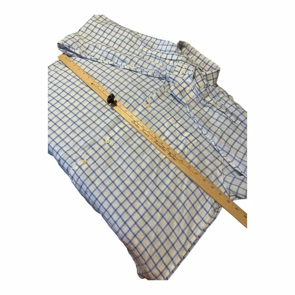 Peter Millar Linen Blend Blue Plaid Button Down Shirt XXL Coastal‎ Preppy MN1 - Picture 4 of 6